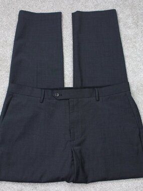 J. Crew Pants Mens 36x32 Black Bowery Slim Flat Front Wool Blend Stretch Lined
